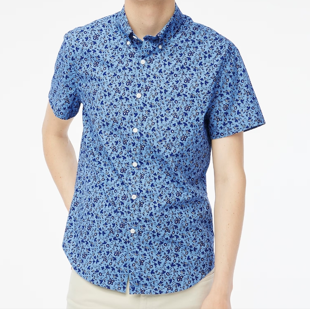 J. Crew Men's Short Sleeve Printed Shirt New Size Large